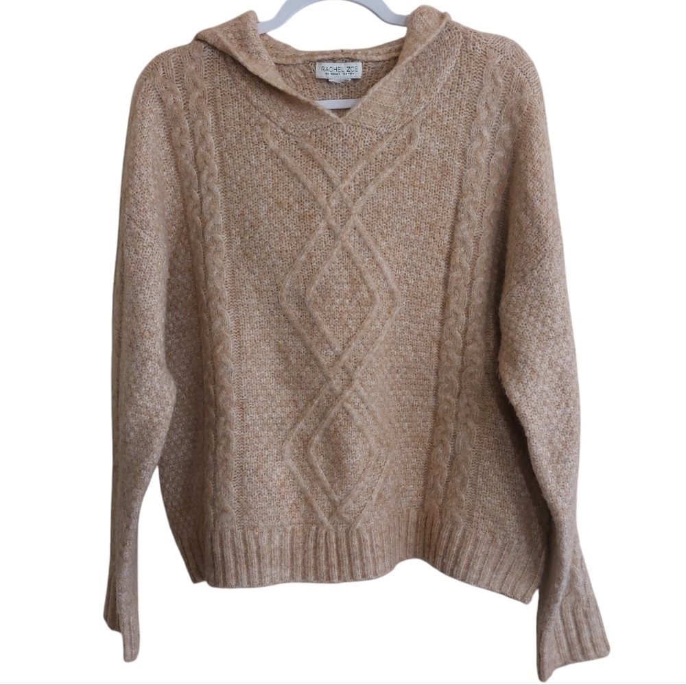 Rachel Zoe Tan Cable Knit Oversized Sweater- size cut out